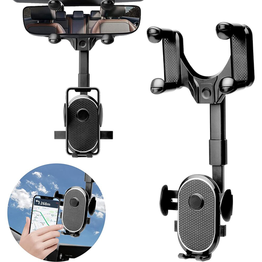 Rear View Mirror Phone Holder for Car, Retractable Car Phone Mount