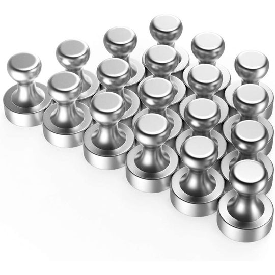 TRAYBRAY Neodymium Magnets, 18pcs N52 Pin Magnets With A Storage Box For Pin Board, White Board, Refrigerator, Notice Board or Picture Magnet