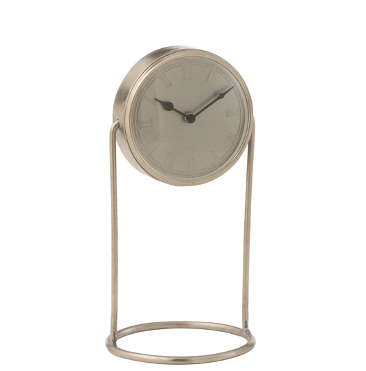 Analog Metal Mechanical Tabletop Clock in Silver