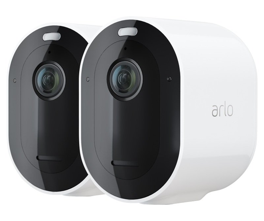 Arlo Pro 4 Wireless Spotlight Smart Security Camera 2K - White (2 Pack) Indoor/ Outdoor Use