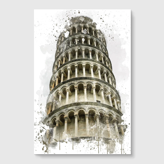 'The Leaning Tower of Pisa Italy' - Graphic Art Print Poster on Paper