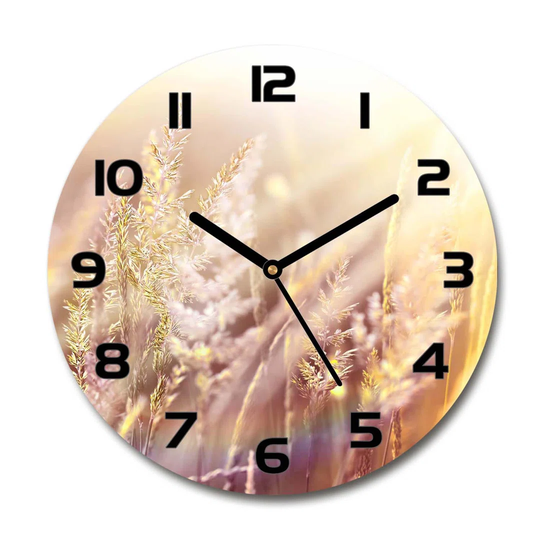 Glass Wall Clock 30Cm Round Decoration Picture Wall Art Modern Decoration Kitchen Living Room Silent - Tall Grass,66866961