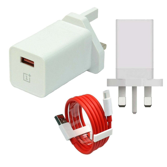 Official OnePlus 20W 3 Pin UK Wall Fast Adapter Plug USB-C Dash Cable