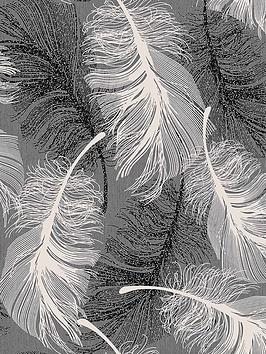 Fine Décor Feather Monochrome Feature Wall Glitter Wallpaper
