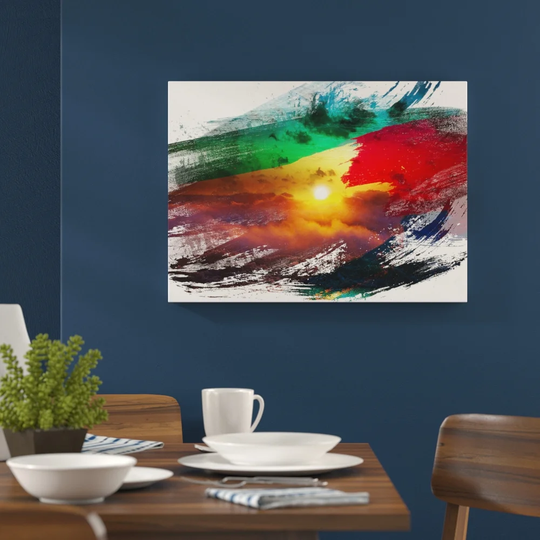 'Clouds Beach Rainbow Sunset Seascape' Graphic Art Print Poster