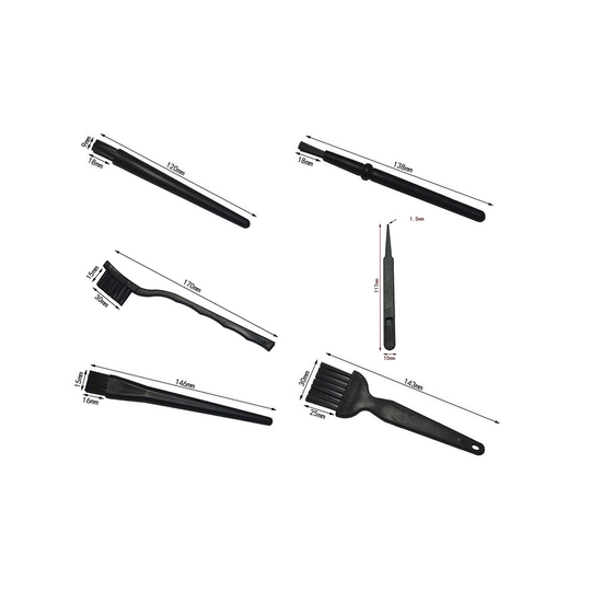 (6pcs Set) Plastic Handle Brush Set for Cleaning Keyboard, PCB, Motherboards, Tablet