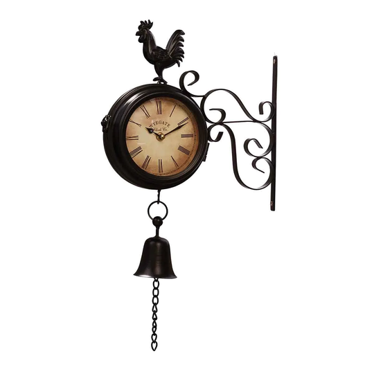 Garden Gear Wall Mounted Metal Rooster Clock