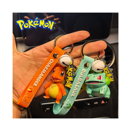 (Bulbasaur) Pokemon Pikachu Keychain Key Ring mini figures Psyduck Charmander Bulbasaur
