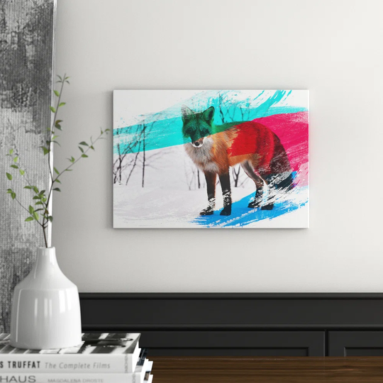 'Red Fox in Winter Forest' Graphic Art Print Poster