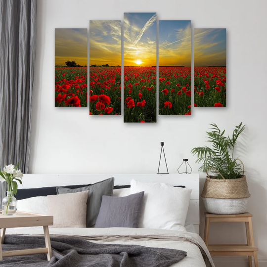 Canvas Print Field Poppy Sunset