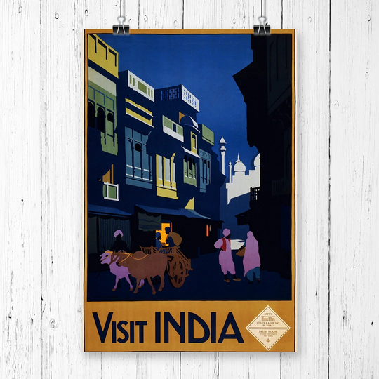 'Vintage Travel Poster Visit India' Vintage Advertisement