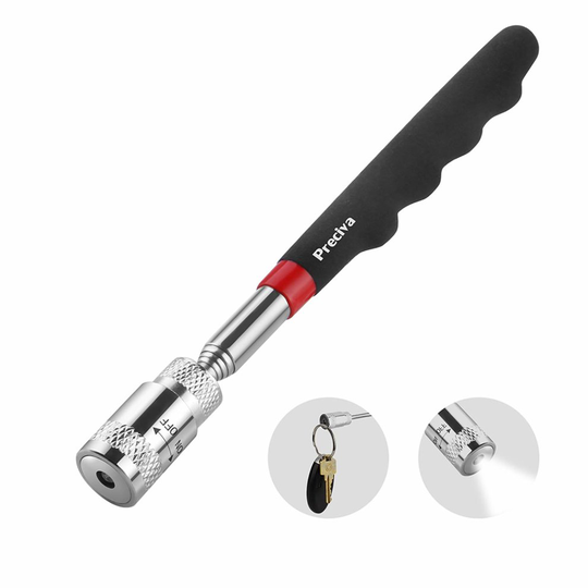 Magnetic Telescoping Pick Up Tool, Preciva Magnetic Picking Tool with LED Flash Light Retriever Wand 19 to 69 cm Magnet