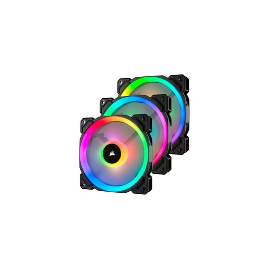 Corsair LL120 12cm PWM RGB Case Fan x3, 16 LED RGB Dual Light Loop, Hydraulic Bearing, 3 Pack