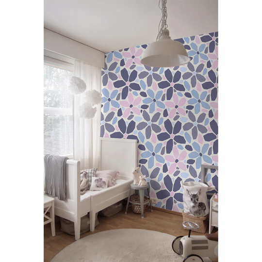 Jevyn Geometrical Flowers Pastel Wallpaper