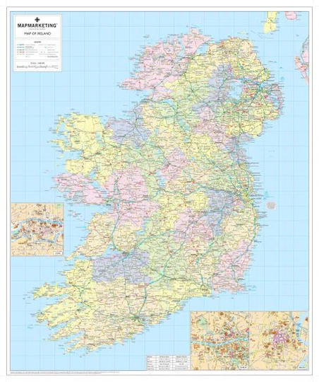 Wall Map of Ireland - Graphic Art