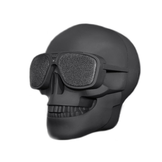 (Black) Skull Bluetooth Speaker Portable Skeleton Bass Stereo Mp3 Player Halloween Gift