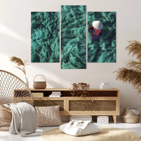 Network Fisherman Vietnam - 3 Piece Wrapped Canvas Photograph