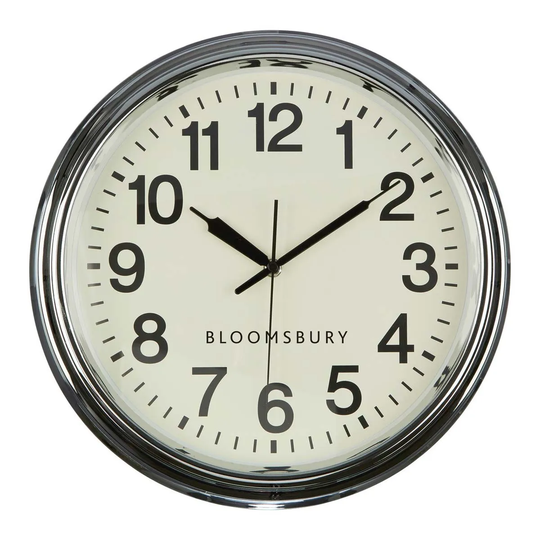 Interiors by PH Chrome Finish And Metal Cream Face Wall Clock