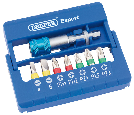 Draper Coloured Screwdriver Bit Set With Magnetic Holder (8 piece) CMBH8 82400
