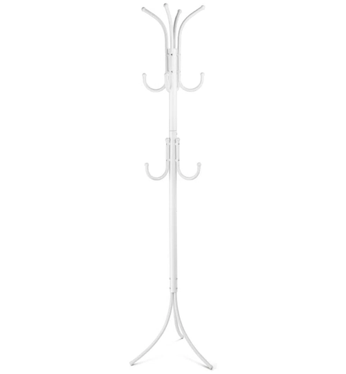 Coat Rack Freestanding Coat Tree Hat Hanger Holder 11 Hooks, White