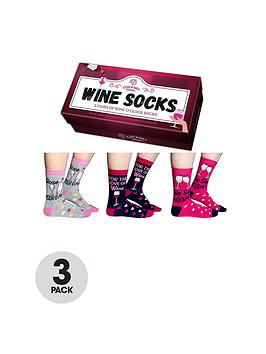 Cockney Spaniel Wine Socks 3 Pairs Of Wine O'Clock Socks