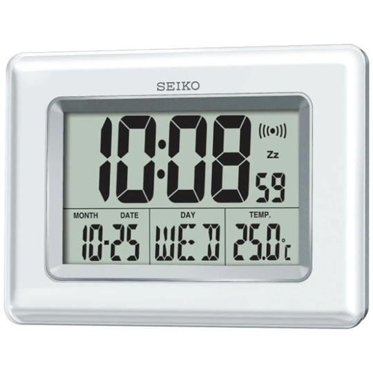Seiko Digital LCD Clock - White