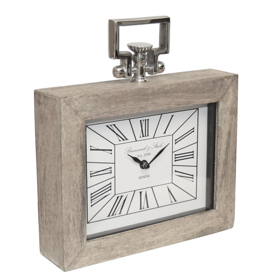 30cm Table Clock for Bedroom Furniture, Wood and Glass Small Table Clock