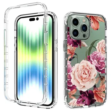 Sweet Armor Series iPhone 14 Pro Max Hybrid Case - Purple Flowers