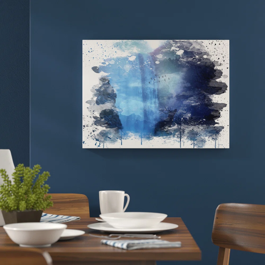 'Hirsch Waterfall with Stag Landscape' Graphic Art Print Poster