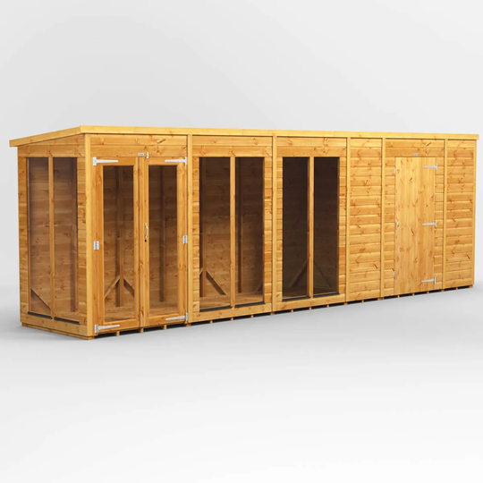 20X4 Power Pent Summerhouse Combi Including 6Ft Side Store