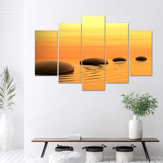 Canvas Print Zen Spa Stones Water Yellow