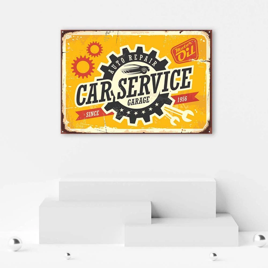 Canvas Print Car Service Retro Sign