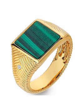 Hot Diamonds Hd X Jj Revive Malachite Signet Ring
