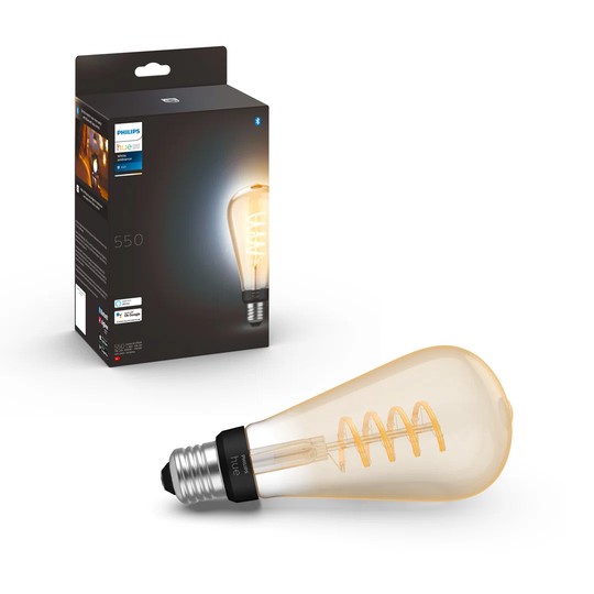 Philips Hue White Ambiance Filament Single Smart LED ST64 Large Bulb E27 with Bluetooth - 550 Lumen
