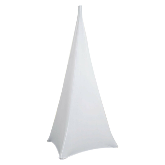 (White, 2pcs) Triple Sided Stretch Tripod Speaker Stand Cover DJ for Birthdays, Weddings