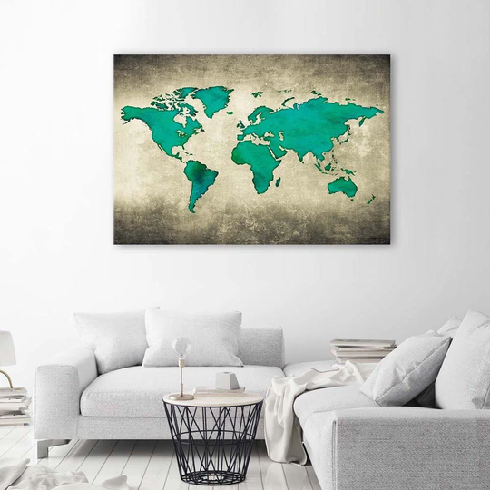 Canvas Print World Map Green