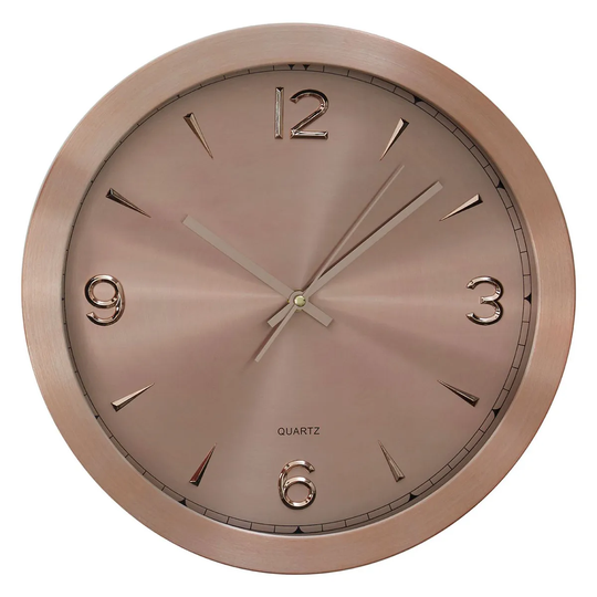 Premier Housewares Elko Round Metallic Aluminium Wall Clock - Copper Finish