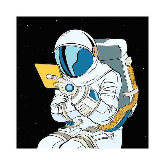 Astronaut and Tablet - Wrapped Canvas Graphic Art