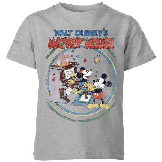 Disney Retro Poster Piano Kids' T-Shirt - Grey - 3-4 Years - Grey