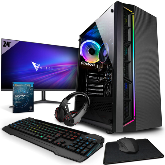 ( VI-24 | AMD Athlon PRO 300GE | Vega 3 | 16GB RAM | 2TB HDD | Win 11 | WiFi | 24" Monitor Bundle ) Vibox VI Gaming PC
