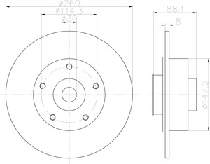 Mintex MDC2550 Pair Solid rear Brake Disc