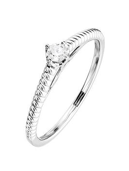 Love DIAMOND 9ct White Gold 0.10ct Diamond Solitaire Ring, White Gold, Size K, Women