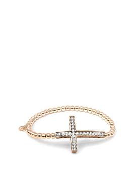 Say It With Diamonds Cross Ball Bracelet - Sterling Silver (RG plated), Rose, Women