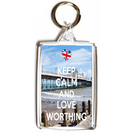 Keep Calm and Love Worthing - Double Sided Large Keyring