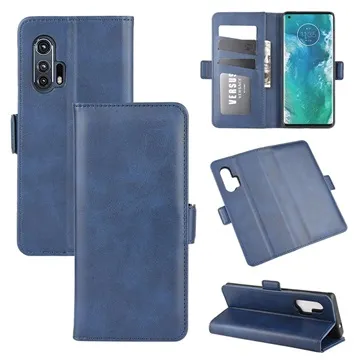 Motorola Edge+ Wallet Case with Magnetic Closure - Blue