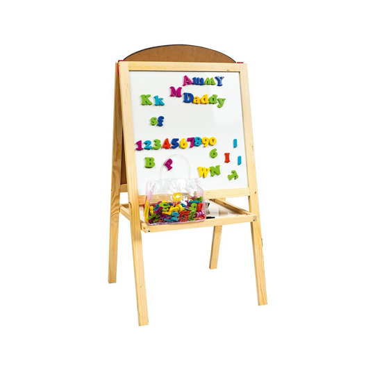 Double Sided Black and White Board Table Easel with Magnetic Letters