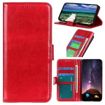 Motorola Moto E32 Wallet Case with Magnetic Closure - Red