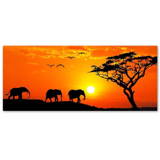 Canvas Print Africa Sunset Elephants