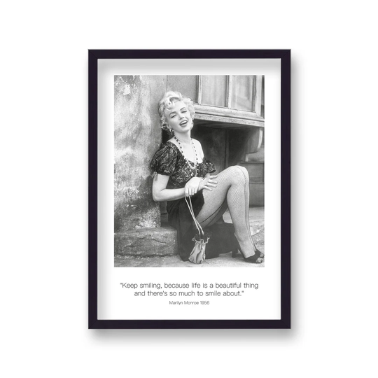 Polaroid Style B&W Icon Marilyn Monroe Keep Smiling Dated by Vouvart - Picture Frame Memorabilia