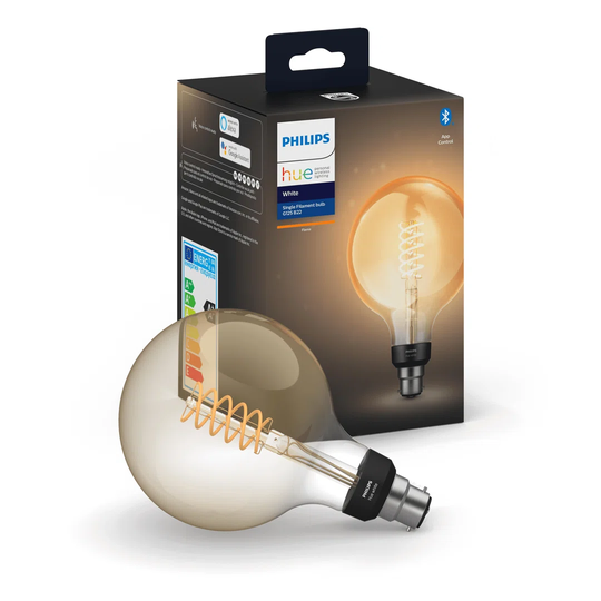 Philips Hue White Filament Single Smart LED Globe B22 with Bluetooth